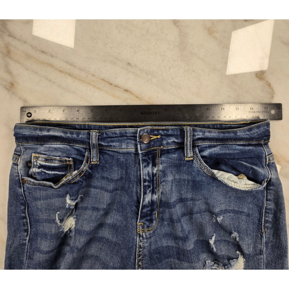 Judy Blue Boyfriend Jeans 13/31 Blue Distressed Ripped Streetwear‎ Denim Casual - Picture 4 of 12